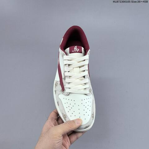 Jordan Air Jordan 1 Low x Travis Scott Sail Burgundy EU 36-45 Casual - Unisex (BS-67089)
