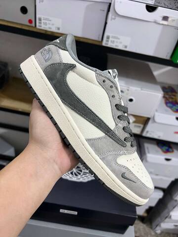 Jordan Air Jordan 1 Low Travis Scott The North Face Sail Light Grey Dark Grey Sneaker (BS-87169)