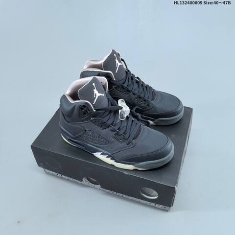 Jordan Air Jordan 5 Retro Black Blue Grey 40 47B Basketball - Men s BS-65787