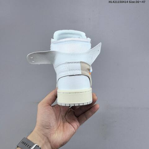 Nike Air Jordan 1 Retro High OG x Off-White White Grey Sail 36 47 Basketball - Unisex (BS-66189)