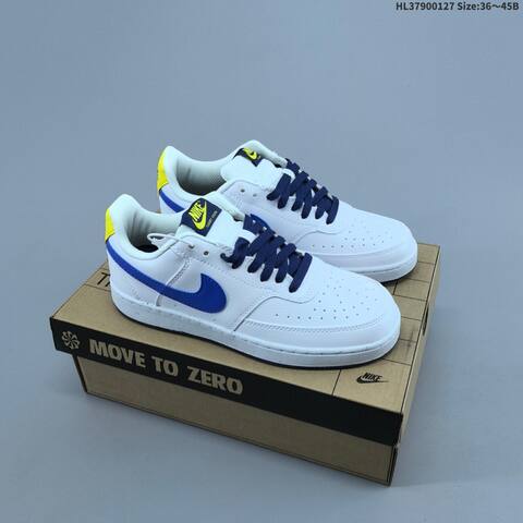 Nike Court Vision Low Black White White Blue Yellow EU 36-45 Skate Shoe - Unisex BS-61731