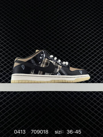 Nike Travis Scott SB Dunk Low Black Brown Beige Plaid Paisley EU 36-45 Skate - Unisex (BS-72147)