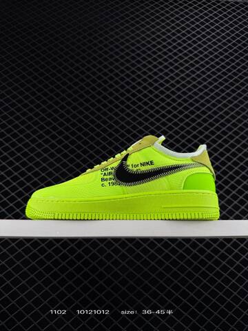 Nike Air Force 1 07 Low x Off-White Neon Yellow Volt With Black Swoosh And Tan Accents EU 36-45 Lifestyle - Unisex (BS-74416)