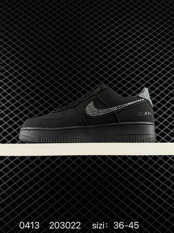 Nike Air Force 1 07 Black With Rhinestone Swoosh Accents EU 36-45 Lifestyle Unisex BS-72125