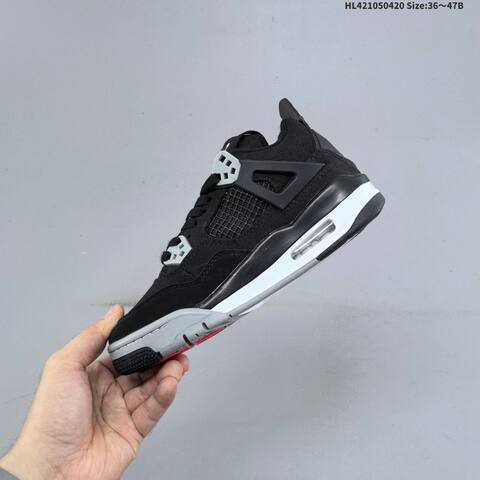 Jordan Air Jordan 4 Retro Black Grey White 36 47B Basketball - Women's (BS-66110)