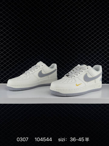 Nike Air Force 1 07 Low White Gray With Yellow Accent 36-45 5 Lifestyle - Unisex (BS-72759)