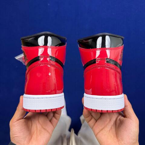 Jordan Air Jordan 1 Retro High OG Patent Bred 555088-063 Black Red White EU 42 5 Basketball Shoe - Men's (BS-87159)
