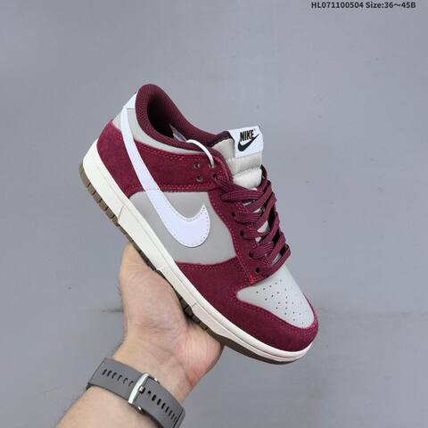 Nike Dunk SB Low Grey Burgundy White Sail Gum Brown EU 36-45 Skate Shoe - Unisex BS-60535