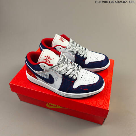 Nike Air Jordan 1 Low Black White Red 36 45B Lifestyle - Women s BS-63065