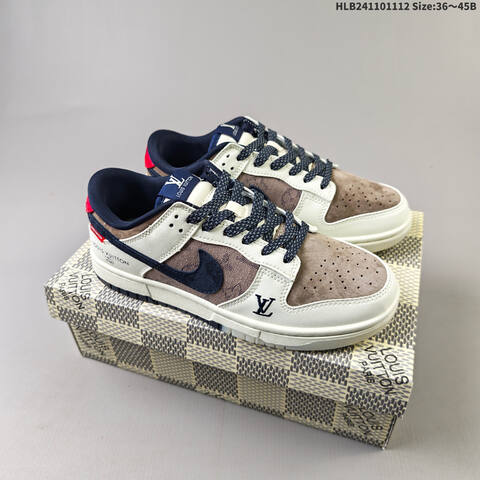 Nike SB Dunk Low Retro DIY Off White Navy Brown Red EU 36-45 Skate Shoe - Unisex (BS-63811)