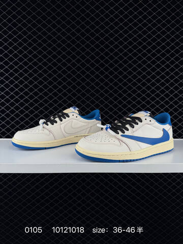 Jordan Travis Scott x Air Jordan 1 Low Sail Blue Cream Black EU 36-46 Sneaker - Unisex BS-79895