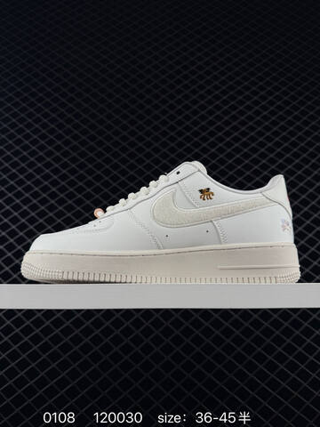 Nike Air Force 1 07 White Cream With Red And Multicolor Embroidery 36-45 Casual - Unisex (BS-73256)
