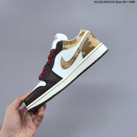 Jordan Air Jordan 1 White Brown Red Gold 36 46B Lifestyle - Women's (BS-67130)