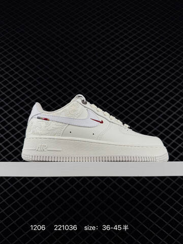 Nike Air Force 1 Low White Cream With Red Accents 36-45 Lifestyle - Unisex (BS-73829)