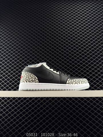 Jordan Air Jordan 1 Phat Low 338145-062 Black White Red Cement Print EU 36-46 Sneaker - Unisex (BS-81274)