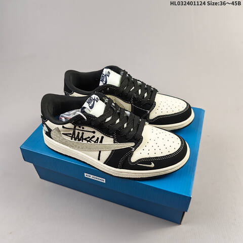 Nike Air Jordan 1 Black White Cream 36 45 Basketball - Unisex (BS-63146)