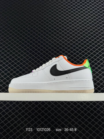 Nike Air Force 1 Low White Black With Neon Green Orange Blue And Purple Accents EU 36-45 Casual - Unisex (BS-74042)