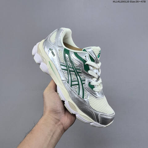 ASICS GEL NYC Silver Cream Green White EU 36-47 Running Shoe Running Sneakers - Unisex (BS-69050)