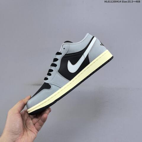 Jordan Air Jordan 1 Low Light Smoke Grey Black White 35 5 46B Lifestyle - Women's (BS-66194)