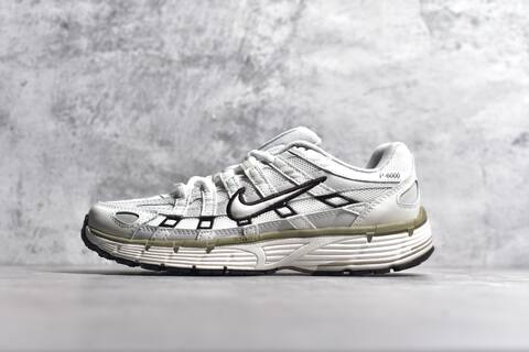 Nike P-6000 White Light Grey Olive Brown Running Shoe (BS-59682)