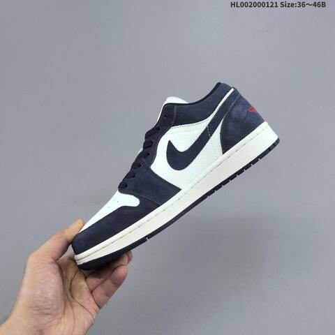Jordan Air Jordan 1 Low Obsidian Suede White Navy 36 46B Casual - Women's (BS-66895)