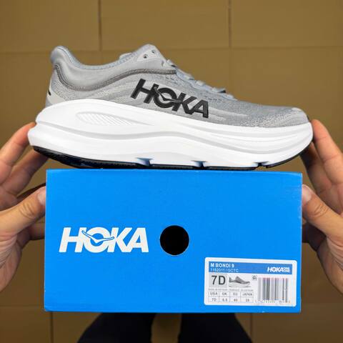 HOKA Bondi 9 Grey White Black Running Shoe Running Sneakers BS-86910