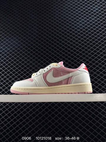 Jordan Travis Scott x Air Jordan 1 Low OG SP White Pink Cream Red EU 36-46 Sneaker - Unisex (BS-80759)