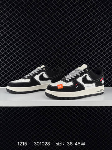 Nike Air Force 1 Low Black White With Orange Accents EU 36-45 5 Casual - Unisex (BS-73691)