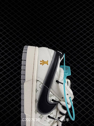Nike Dunk Low White Black Gray With Monogram Accents 36-45 Skate - Unisex BS-79044