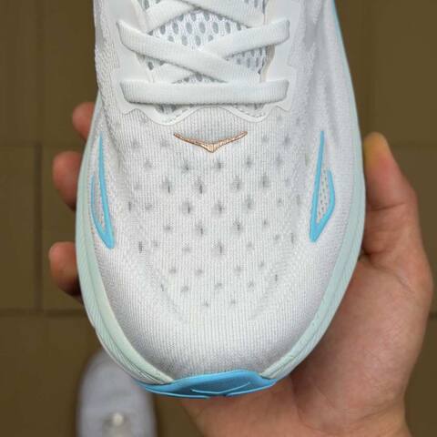 HOKA Clifton 9 White Light Blue Gold Running Shoe Running Sneakers (BS-86860)