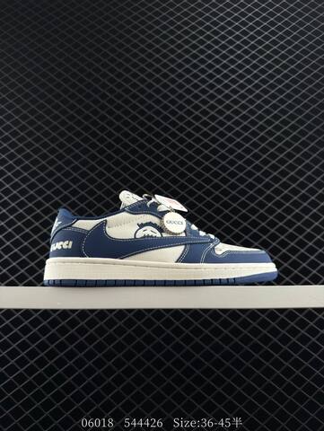 Jordan Air Jordan 1 Low Travis Scott Gucci DIY Sail Navy Blue Off White EU 36-45 Sneaker - Unisex (BS-81181)