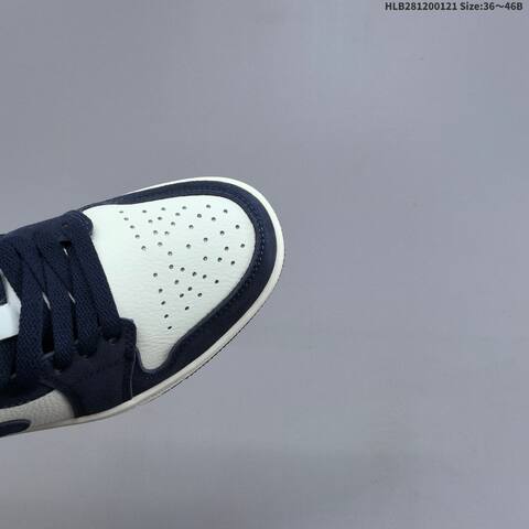 Jordan Air Jordan 1 Low Obsidian Suede Navy White Yellow 36 46B Casual - Women's (BS-66891)