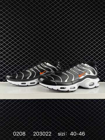 Nike Air Max Plus Black White With Orange Accents 40-46 Lifestyle - Men's (BS-72795)