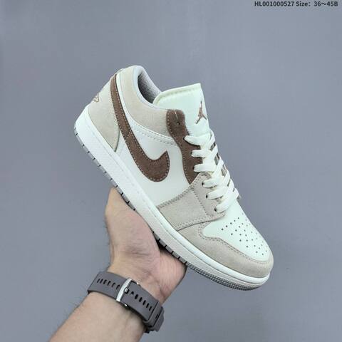 Jordan Air Jordan 1 Low White Beige Brown 36 45B Casual - Women s BS-65860