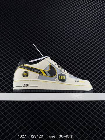 Nike Air Force 1 07 Low Cream Beige With Blue Green And Brown Accents 36-45 Casual - Unisex (BS-74536)