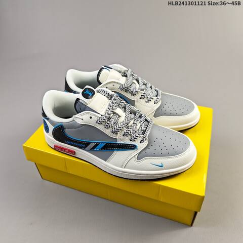 Jordan Air Jordan 1 Low Grey White Black Blue EU 36-45 Basketball - Unisex (BS-63348)