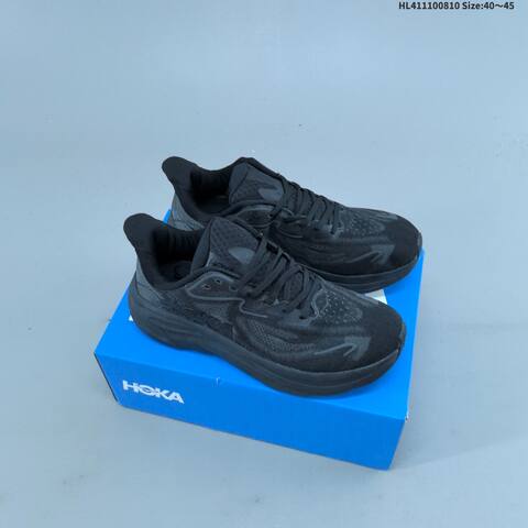HOKA Clifton 10 Wide Black White EU 40-45 Running Shoe Running Sneakers - Men's (BS-69333)