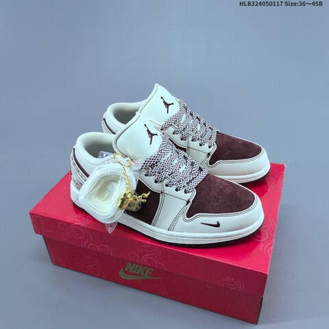 Nike Air Jordan 1 Low Black White Burgundy EU 36-45 Lifestyle - Unisex (BS-66940)