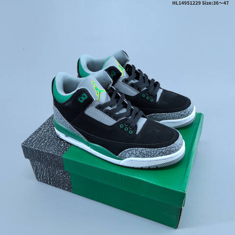 Jordan Air Jordan 3 Retro CT8532-126 Black Gray Green EU 36-47 Basketball - Unisex (BS-67195)