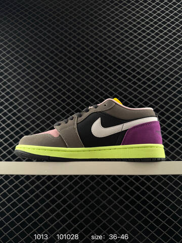 Jordan Air Jordan 1 Low Grey Pink Purple Yellow Neon Green EU 36-46 Sneaker - Unisex (BS-80529)