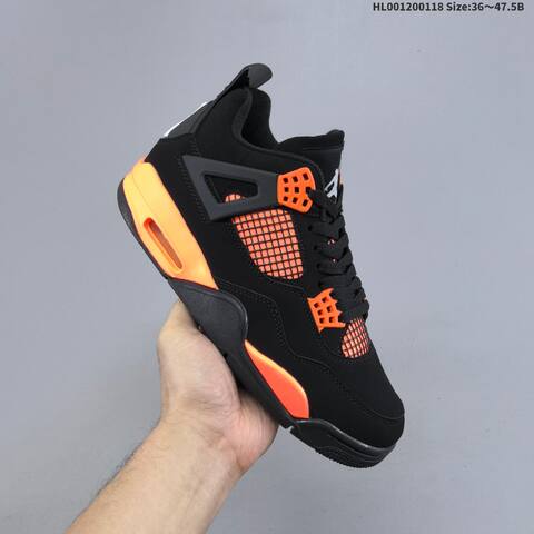 Jordan Air Jordan 4 Retro Black Orange 36-47 5 Basketball - Unisex (BS-66932)