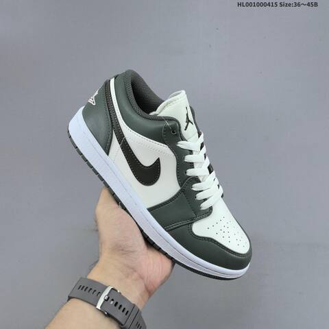 Jordan Air Jordan 1 Low White Olive Green Black 36 45 Lifestyle - Unisex BS-66186