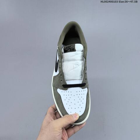 Nike Air Jordan 1 Low OG Medium Olive White Black 36 47 5 Casual - Unisex (BS-67133)