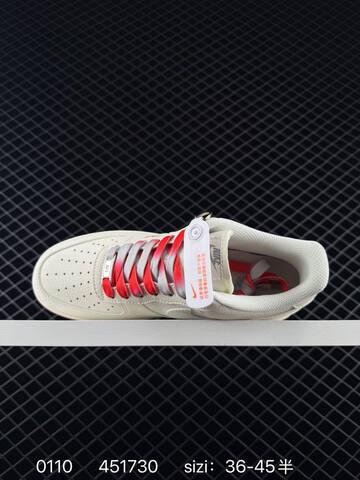 Nike Air Force 1 07 Low White Gray With Red Accents 36-45 Lifestyle - Unisex (BS-73205)