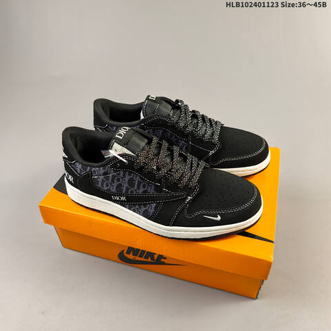 Jordan Air Jordan 1 Low Black White Dior Monogram EU 36-45 Basketball - Unisex (BS-63187)