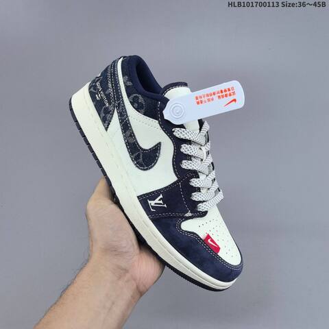 Nike Air Jordan 1 Low Navy Blue White Gray EU 36 45 Lifestyle - Unisex (BS-66994)