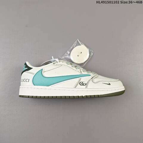 Nike Air Jordan 1 Low x Travis Scott Sail Teal Green EU 36-46 Casual - Unisex (BS-63928)