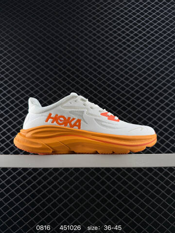 HOKA ONE ONE Clifton 10 White Orange EU 36-45 Running Shoe Running Sneakers - Unisex (BS-86488)