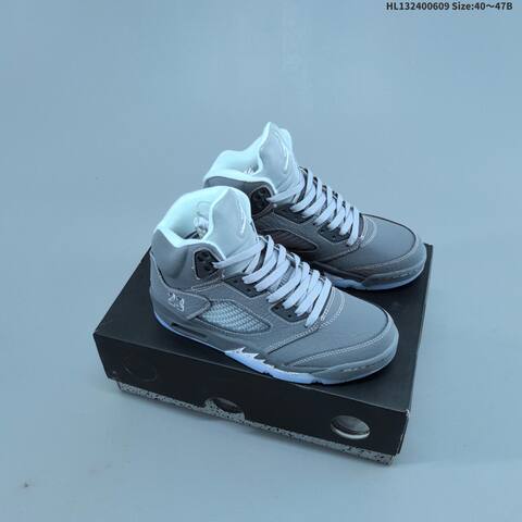 Jordan Air Jordan 5 Retro Black Blue Grey 40 47B Basketball - Men's (BS-65787)