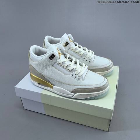 Jordan Air Jordan 3 Retro White Grey Gold 36 47 5 Basketball - Unisex (BS-66972)